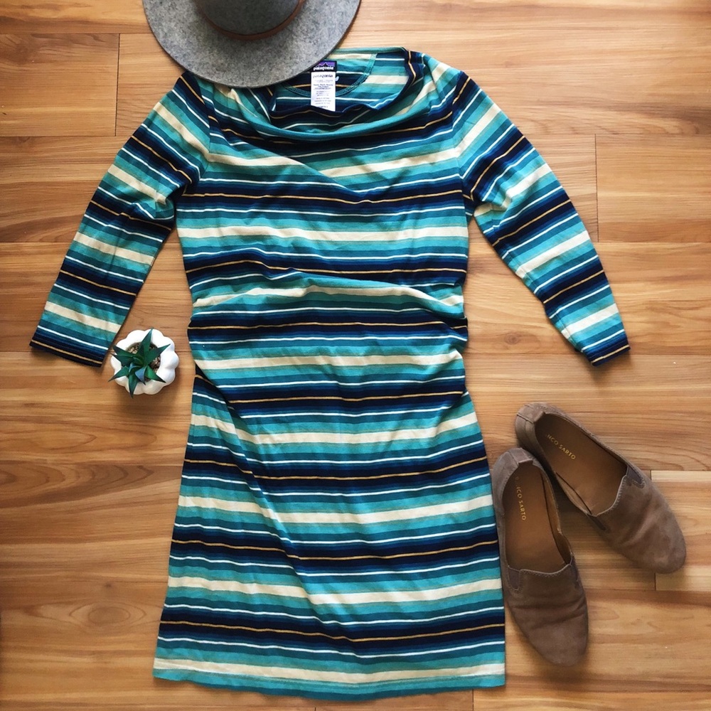 Patagonia dress striped with bunching on sides